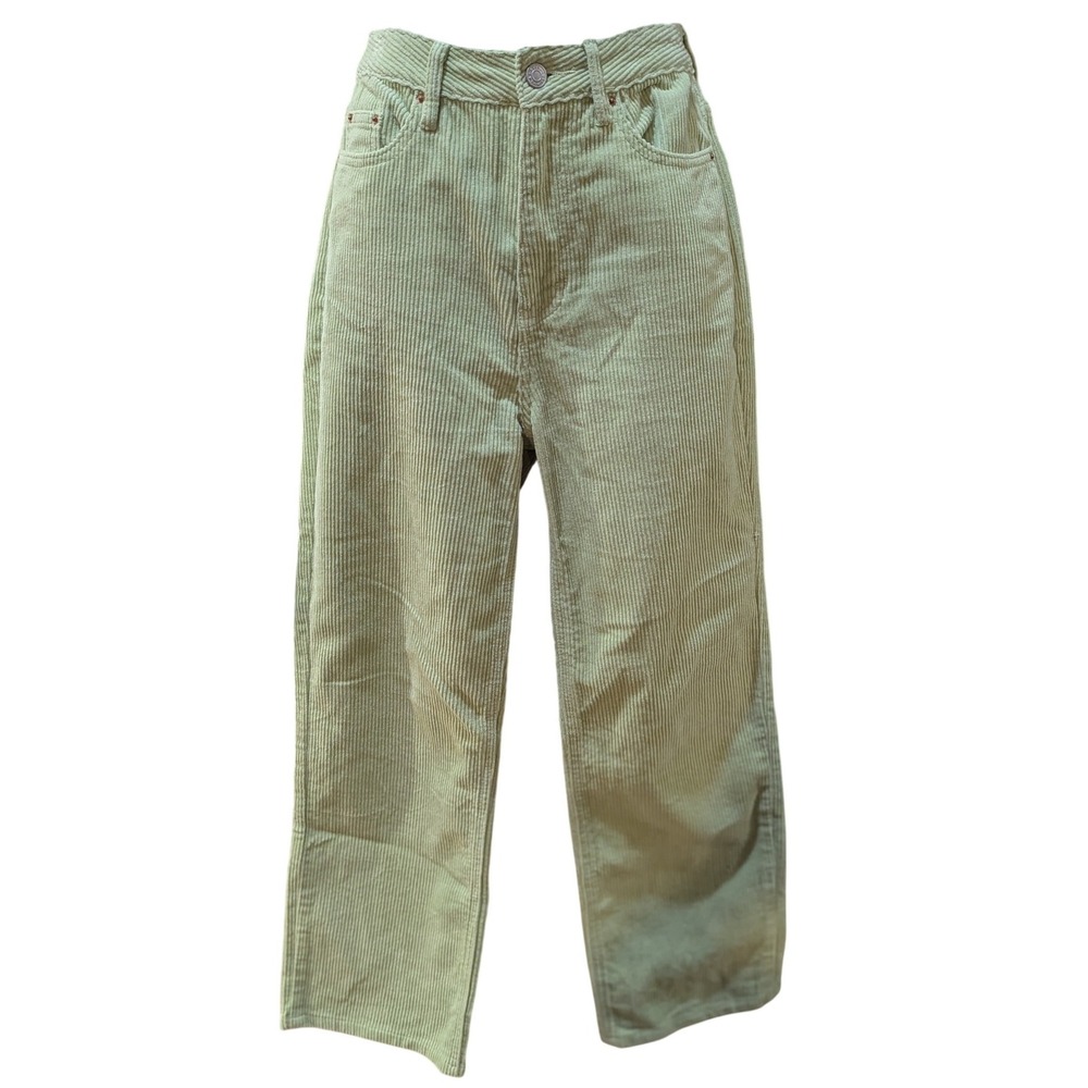 PacSun Womens Sage Green Corduroy Jeans High Rise Straight Leg Boyfriend Size 25